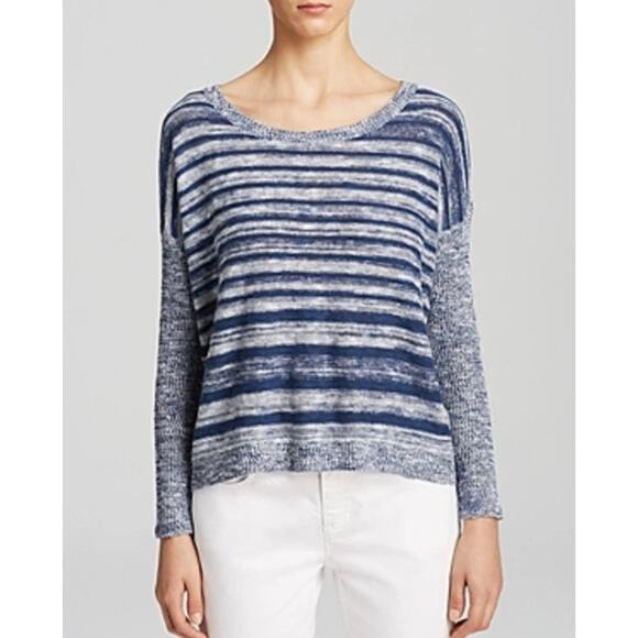 Eileen Fisher Scoop Neck Denim-Look Top/Lightweight Sweater - L - Picture 2 of 8